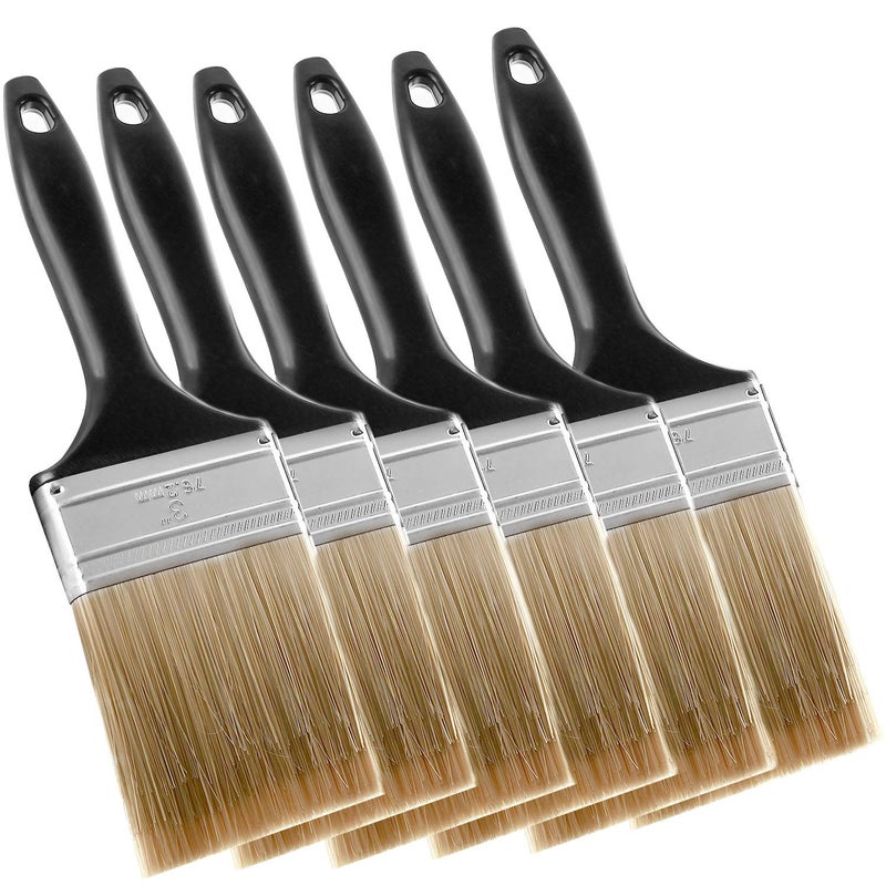 KINJOEK Paint Brush 6 Packs 3 Inch, Home Wall Trim House Chip Paintbrush Set, Professional Multi-Purpose Home Repair Tools for DIY Paint Stains Varnishes Glues Acrylics Cabinet Deck Fence Edge Door - Image 1